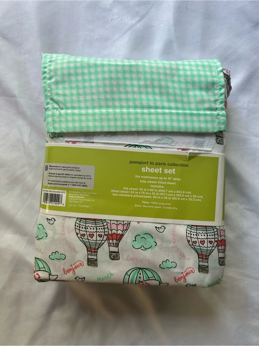 Circo Hot Air Balloon Microfiber Full Sheet Set in White, Pink, Mint